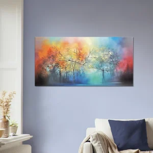 art abstrait forêt brumeuse colorée