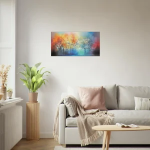 art abstrait forêt brumeuse colorée