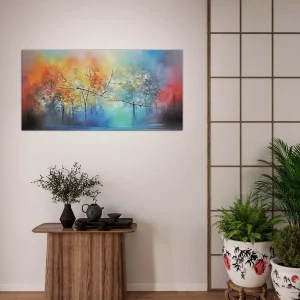 art abstrait forêt brumeuse colorée