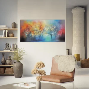 art abstrait forêt brumeuse colorée