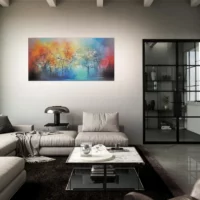 art abstrait forêt brumeuse colorée