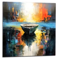 Tableau Art Abstrait barque sur l’eau art abstrait barque sur l'eau