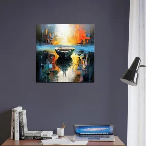 art abstrait barque sur l'eau