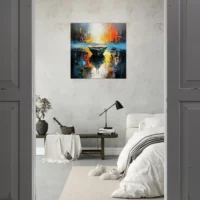 art abstrait barque sur l'eau