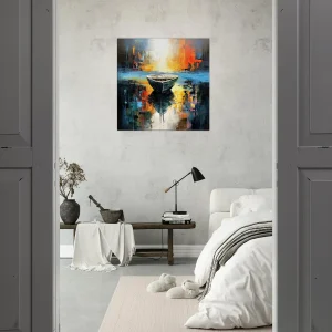 art abstrait barque sur l'eau