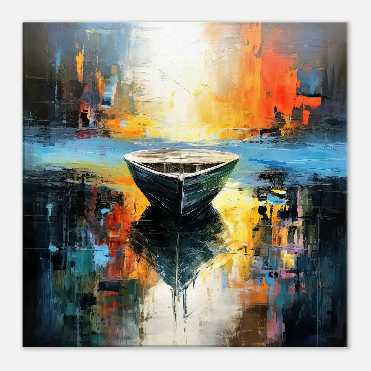 art abstrait barque sur l'eau