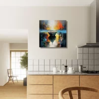 art abstrait barque sur l'eau