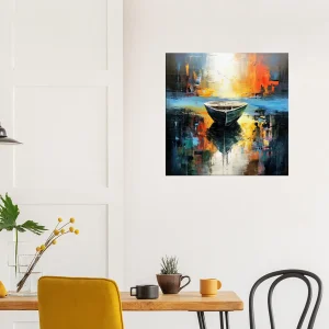 art abstrait barque sur l'eau