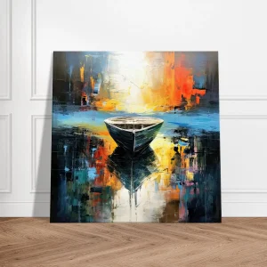art abstrait barque sur l'eau