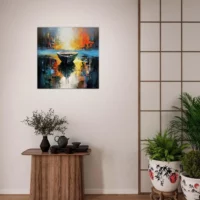 art abstrait barque sur l'eau