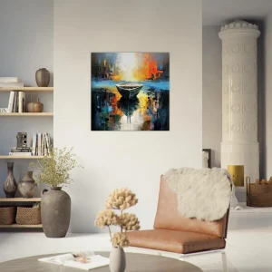 art abstrait barque sur l'eau