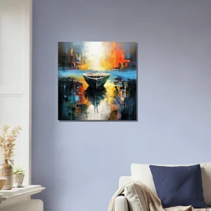 art abstrait barque sur l'eau