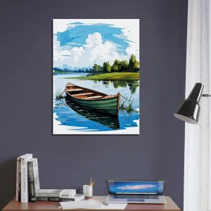 barque seule sur la rivière