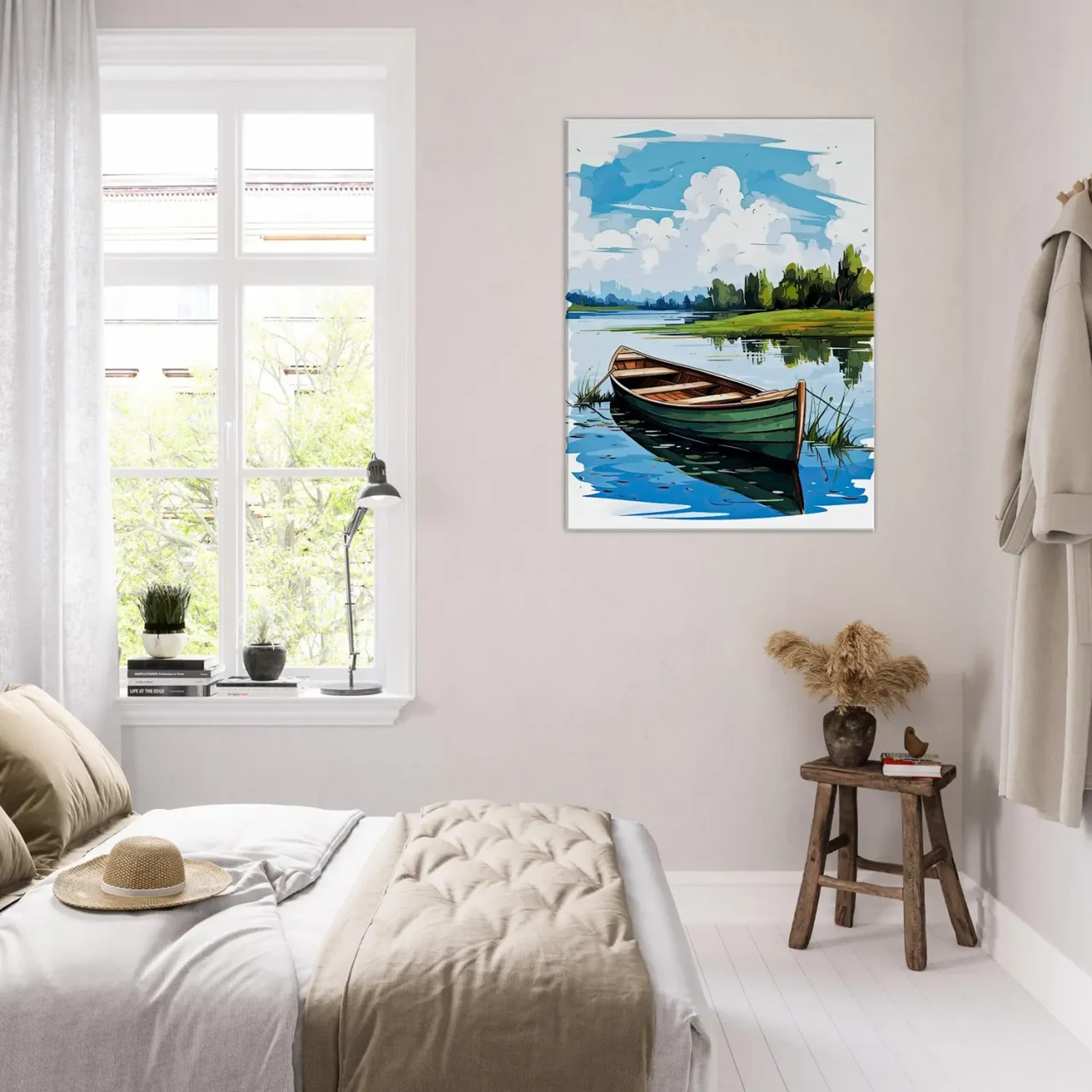 barque seule sur la rivière