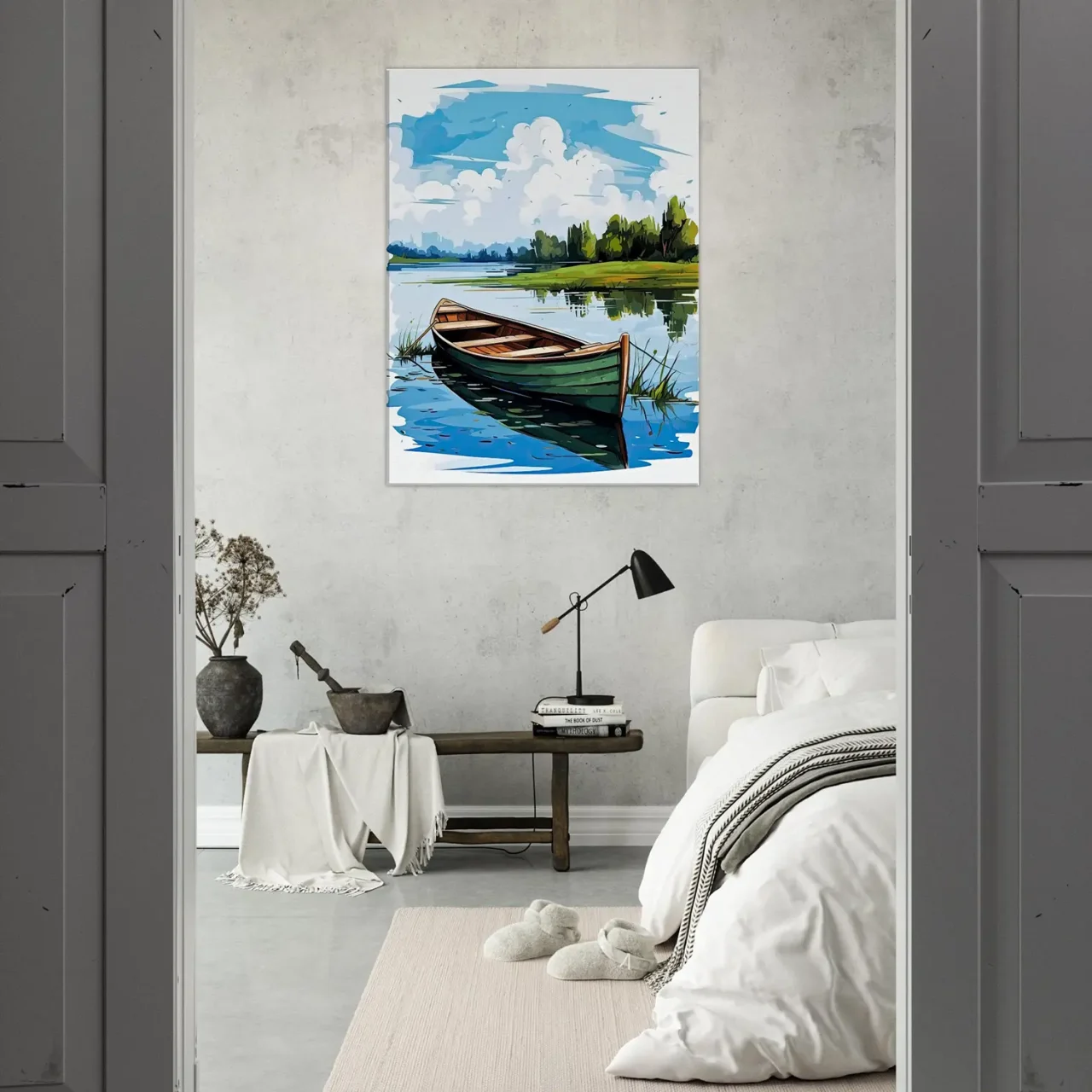 barque seule sur la rivière