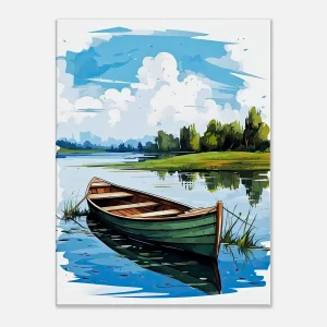 Tableau mural Barque seule sur la rivière