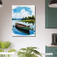 barque seule sur la rivière