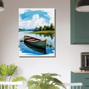 barque seule sur la rivière