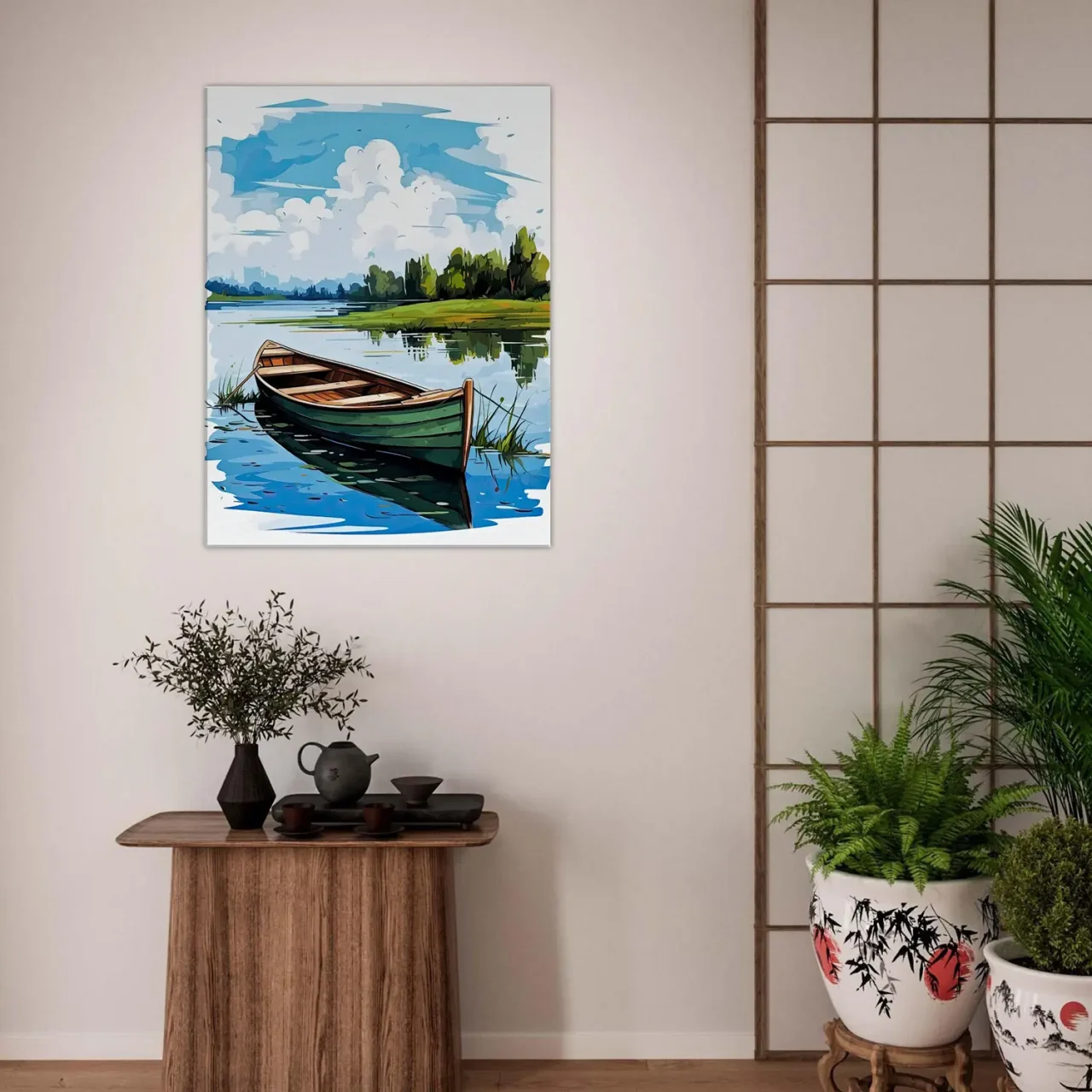 barque seule sur la rivière