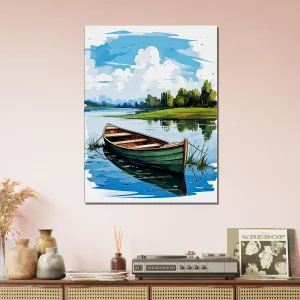 barque seule sur la rivière