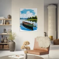 barque seule sur la rivière