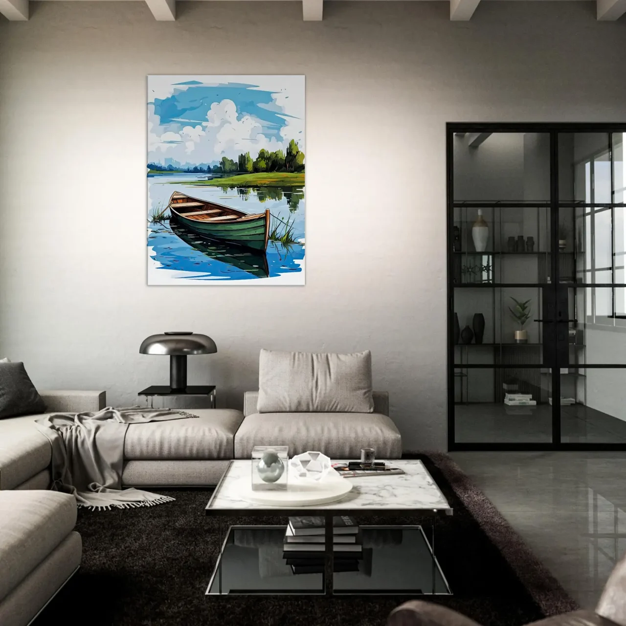 barque seule sur la rivière