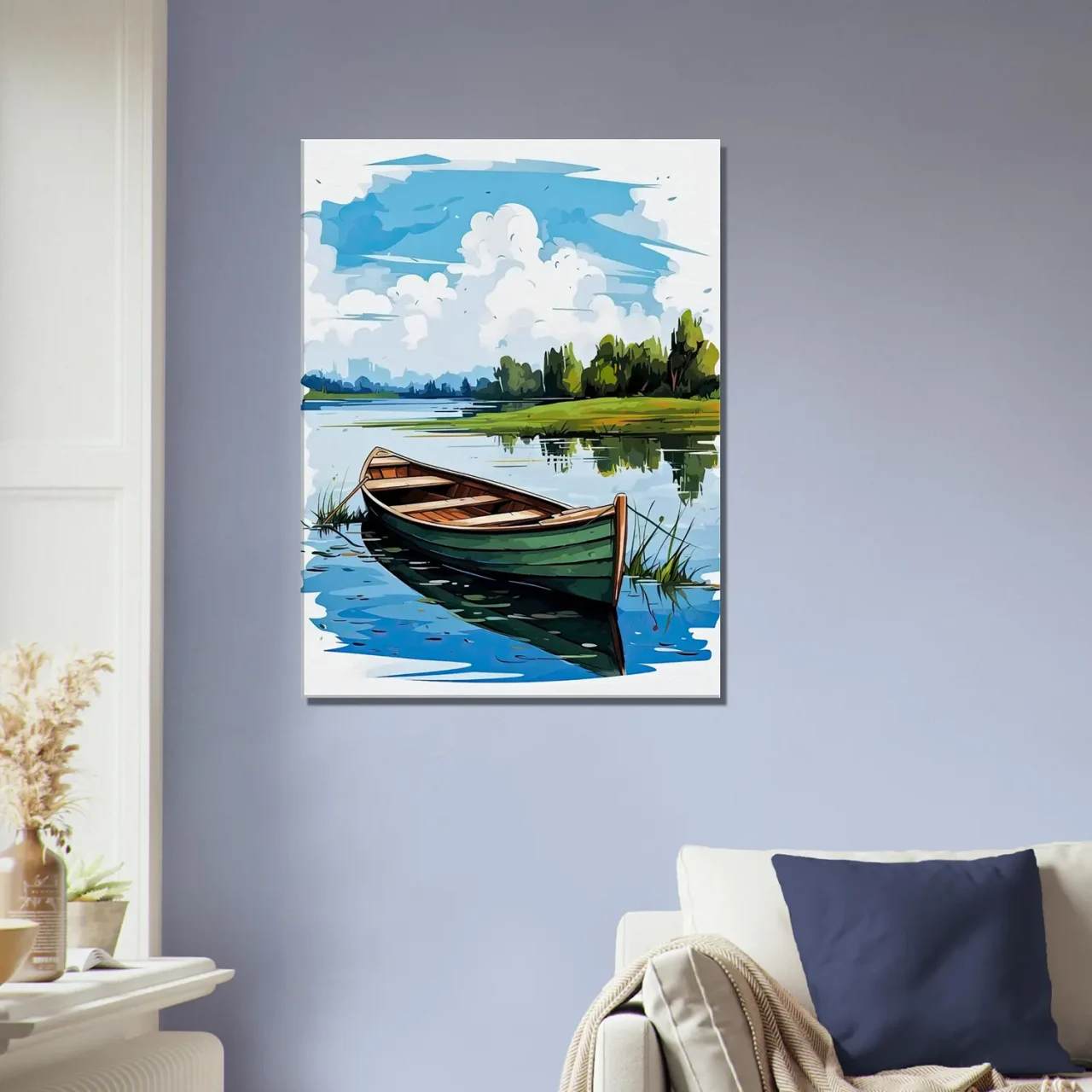 barque seule sur la rivière