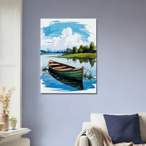 barque seule sur la rivière