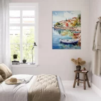 Barques sur la côte d’azur – Tableau Aquarelle barques sur la côte d'azur aquarelle