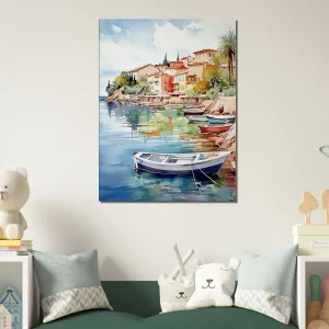 barques sur la côte d'azur aquarelle