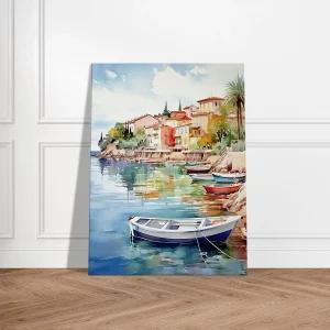 barques sur la côte d'azur aquarelle