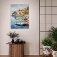 Barques sur la côte d’azur – Tableau Aquarelle barques sur la côte d'azur aquarelle