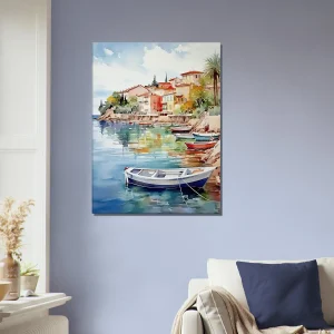 barques sur la côte d'azur aquarelle