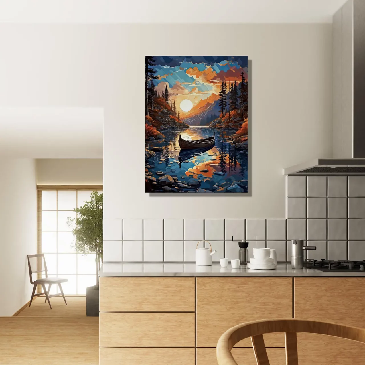 canoé sur cours d'eau de montagne