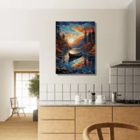 canoé sur cours d'eau de montagne