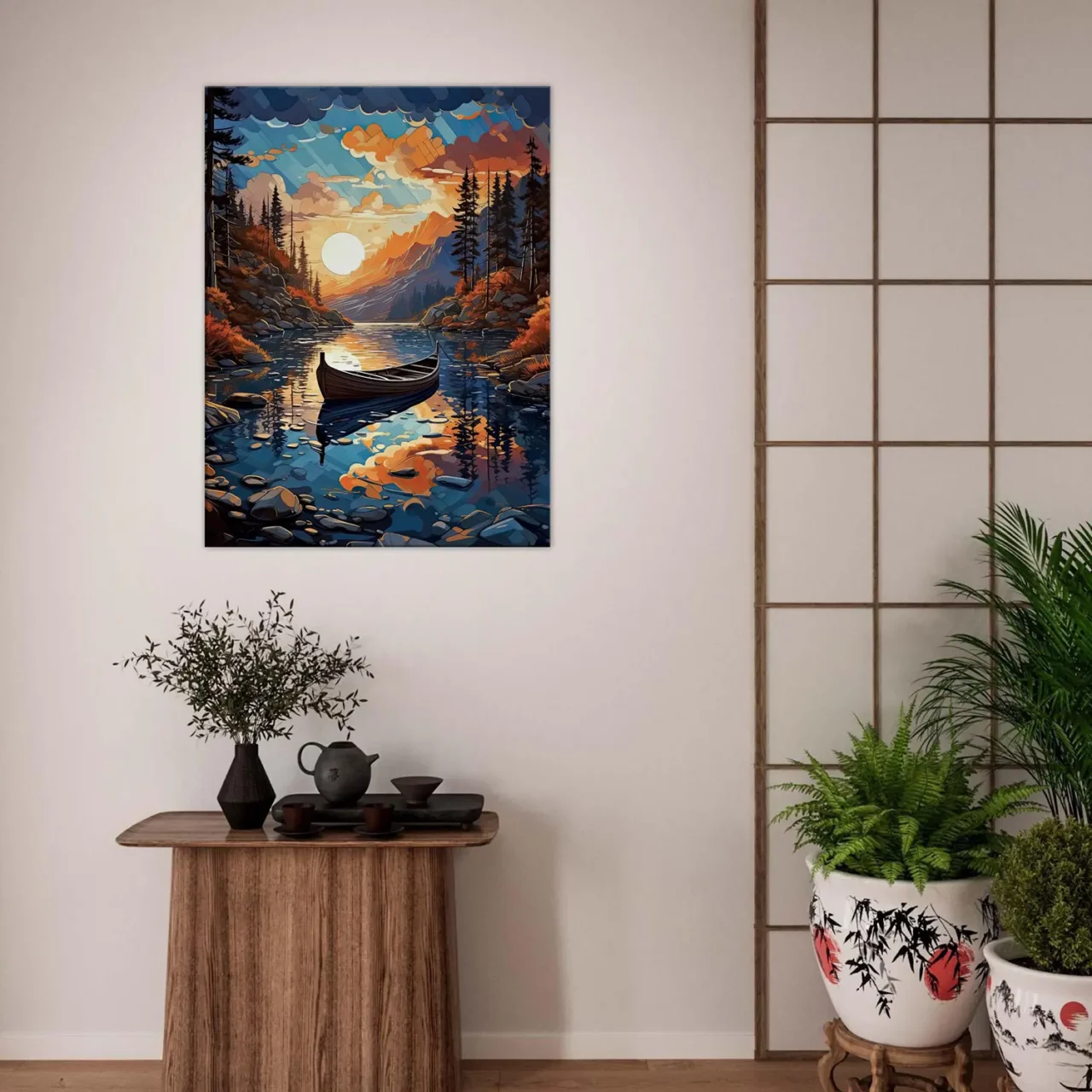 canoé sur cours d'eau de montagne