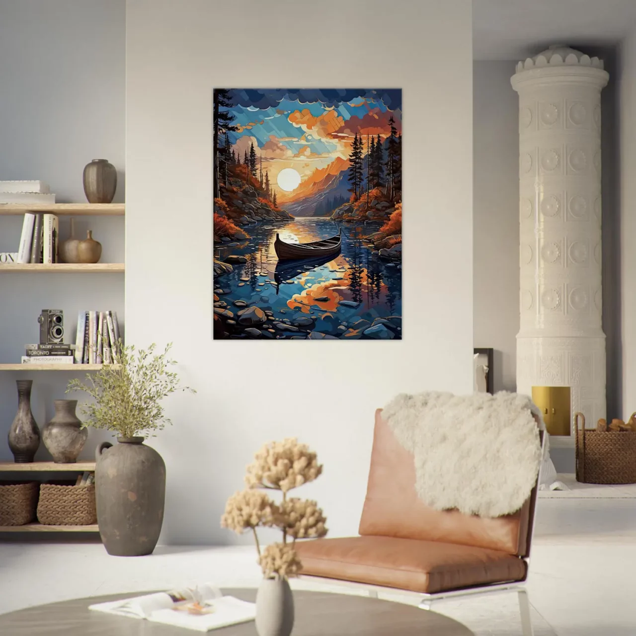 canoé sur cours d'eau de montagne