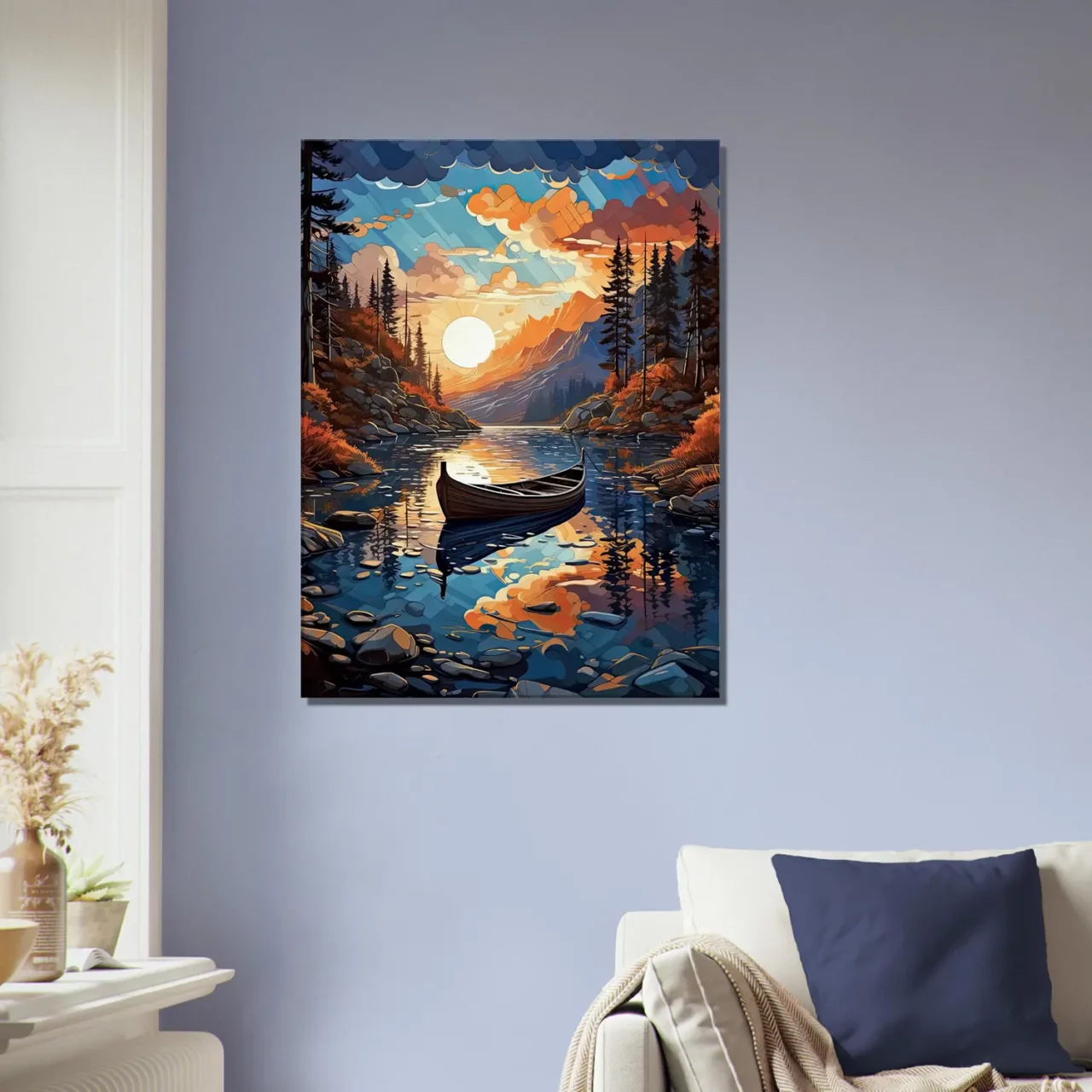 canoé sur cours d'eau de montagne