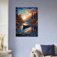 canoé sur cours d'eau de montagne