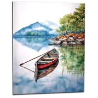 Tableau Canoé sur lac Canadien canoe sur lac canadien