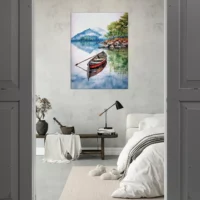 Tableau Canoé sur lac Canadien canoe sur lac canadien