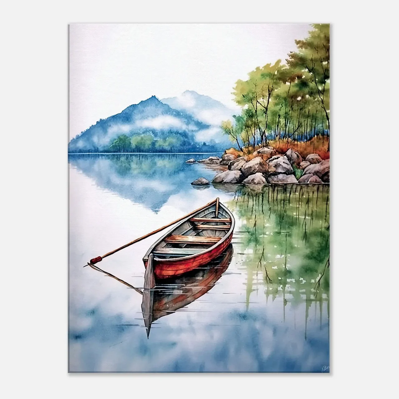 Tableau Canoé sur lac Canadien canoe sur lac canadien