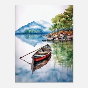 Tableau Canoé sur lac Canadien canoe sur lac canadien