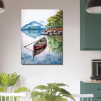 Tableau Canoé sur lac Canadien canoe sur lac canadien