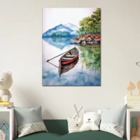Tableau Canoé sur lac Canadien canoe sur lac canadien