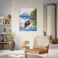 Tableau Canoé sur lac Canadien canoe sur lac canadien