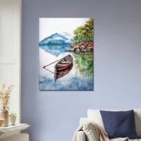 Tableau Canoé sur lac Canadien canoe sur lac canadien