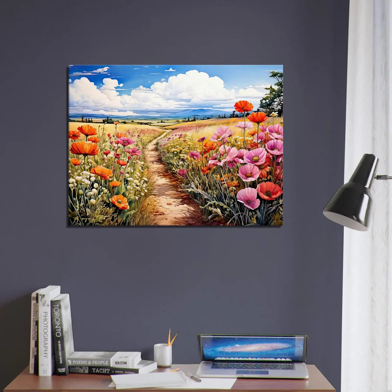 chemin floral dans la campagne