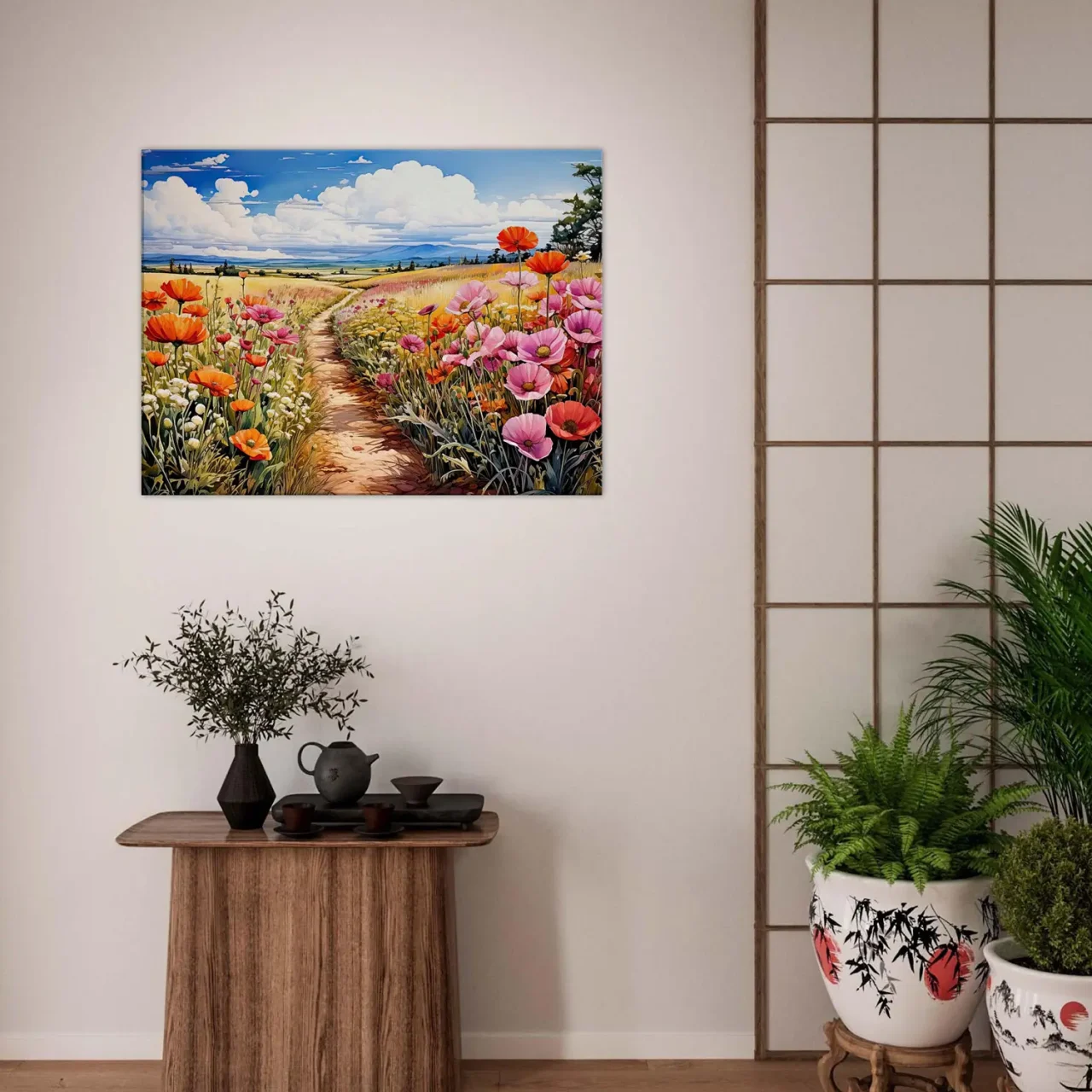 chemin floral dans la campagne