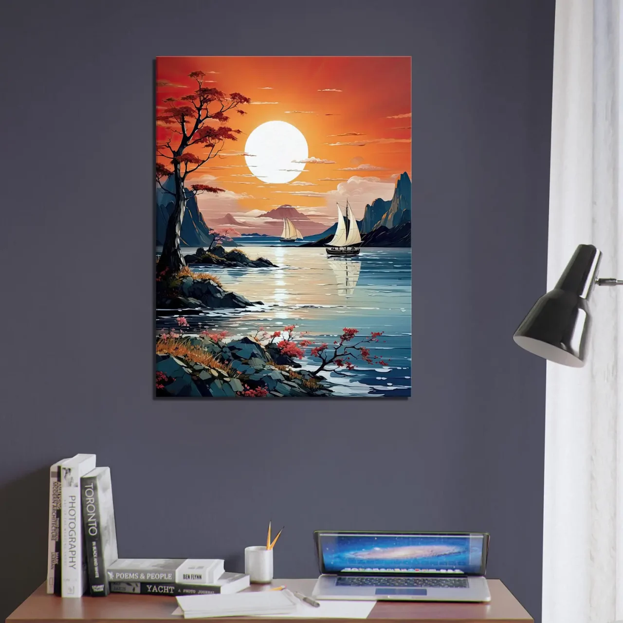 Tableau Coucher de soleil sur voiliers en Asie coucher de soleil sur voiliers en asie